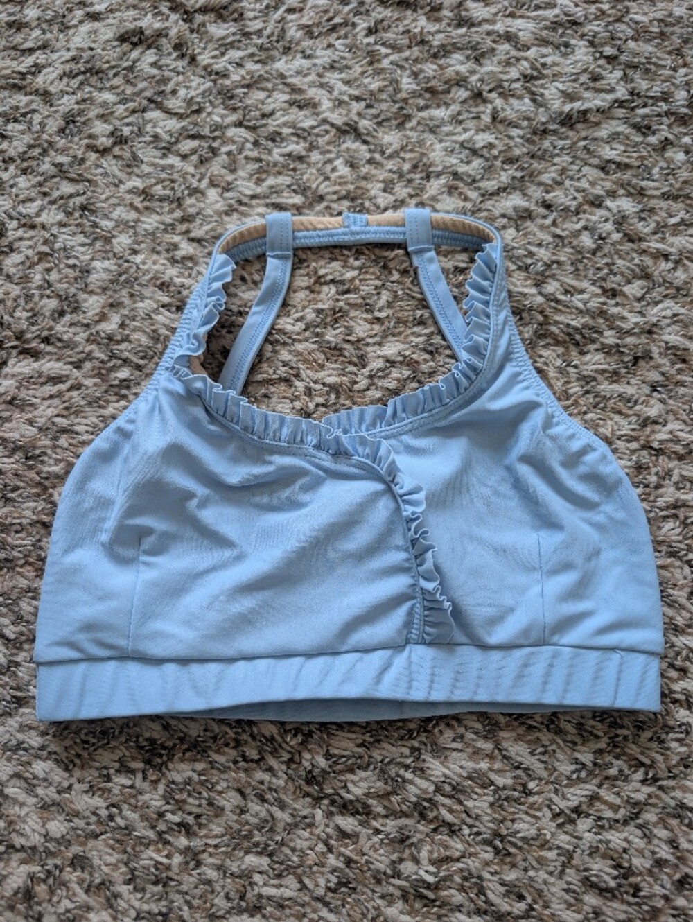 Honeycut Adult Xs Light Blue Ruffle-Trim Bra